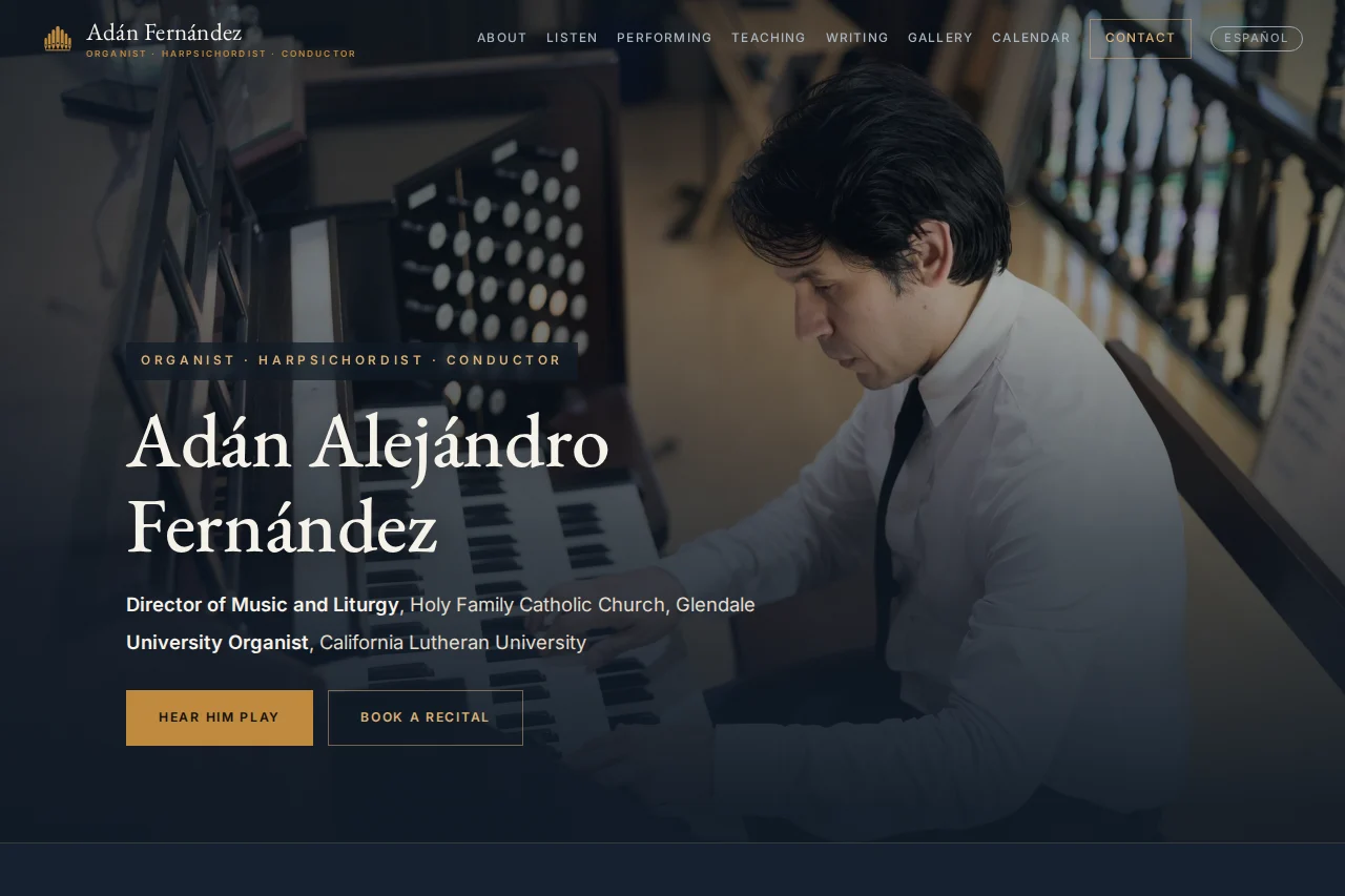 Adán Fernández organist and conductor website homepage