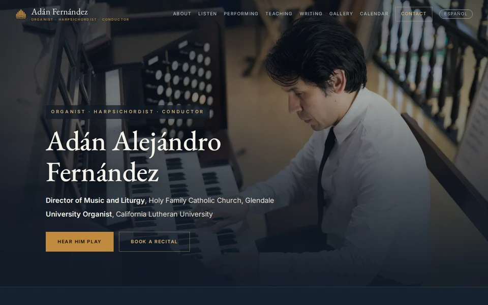 Adán Fernández organist and conductor website