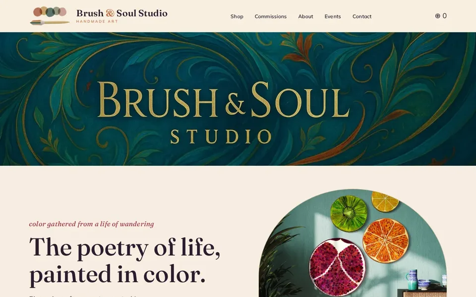 Brush & Soul Studio art storefront